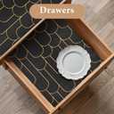 Shelf Liners for Kitchen Cabinets Drawer Liner 12in x 20FT Non Adhesive Black Gold Line Thickened Refrigerator Shelf Liner Paper Strong Easy to Clean for Tool Box with Knife and Tape Measure