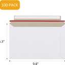 zmybcpack 100 Pack 6.3x9.8 inch Rigid Mailer Self Seal Photo Document Mailers, Stay Flat White Cardboard Shipping Envelopes White Photography Mailers for CD, Photos, Document