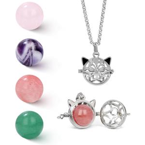 Raicegs Heart Shaped Crystals and Healing Stones 7 Chakra Crystal Necklace 0.8 inch Heart Gemstones Natural Stones Necklaces for Women Spiritual Gift for Women Teen