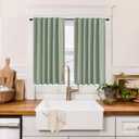 RYB HOME 100% Blackout Short Curtains for Small Window, Thermal Insulated Noise Reducing Back Tab Curtains for Nursery Bathroom Basement, 42 inches Wide by 36 inches Long, Sage Green