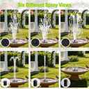Yeomi 12W Solar Fountain Pump, Solar Powered Water Pump 132 GPH with 6 Spray Nozzles & 16.5ft Cord, Solar Bird Bath Fountain for Outdoor Garden Pond Pool Patio Water Features