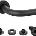 Black Wrap Around Curtain Rod, 1 Inch Diameter, Adjustable Blackout Curtain Rod with Zinc Alloy Finials and Aluminum Center Brackets for Windows 28 to 56 Inch
