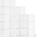 Amazon Basics Stackable and Foldable Clear Shoe Storage Organizer Box, Large, 12-Pack