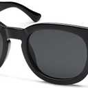 SOJOS Retro Round Polarized Sunglasses for Men Women Vintage Classic Thick Womens Square UV400 Shades SJ2321 (Black/Grey)