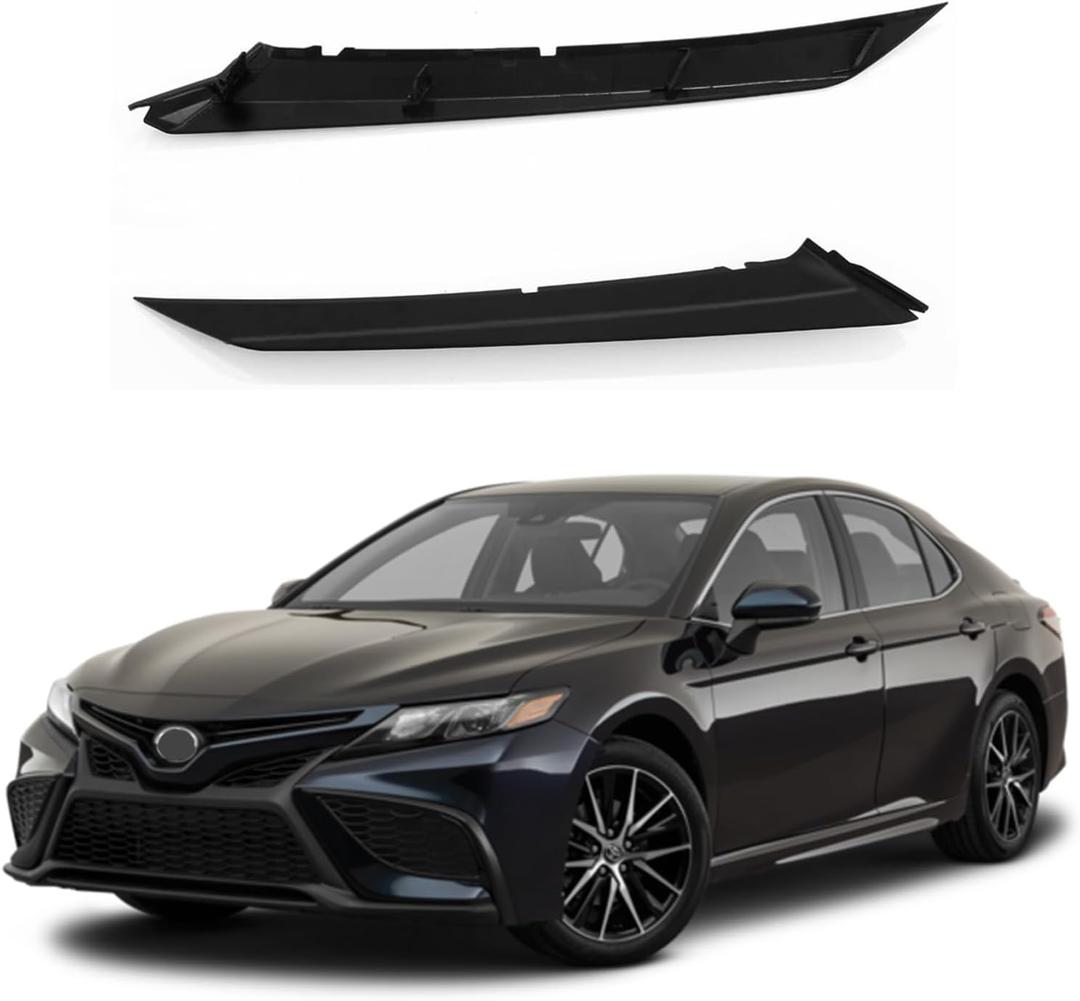 Matt Black Car Headlight Trim Strip Front Head Light Lamp Eyelid Cover Mouldings for Camry SE XSE 2018-2021