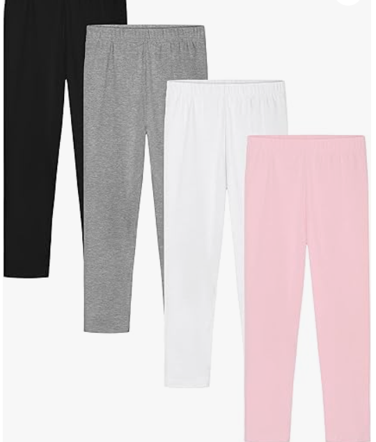 5PCS Stretchy Footless Girls' Leggings: Easy Pull-On Warm Tights 4-12 Year Olds Comfortable Heel-Free All-Day for 5-6 Years