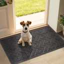 LEKEEPGO Door Mat Outside Entrance, Absorbent Indoor Outdoor Front Door Mats, Muddy Dirt Resist Outdoor Doormat, Non Slip Backing Low Profile Entryway Entry Floor Welcome Mat, 31.5"x47", Grey