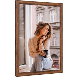 19x26 Wood Frame Brown, Rustic Natural 26x19in Woodgrain Picture Poster Frame, Modern Brown 19 x 26inch Gallery Wall Photo Frame with HD Plexiglass, Horizontal Vertical Wall Mounting Display 1pcs