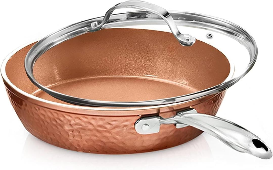 GOTHAM STEEL Hammered Copper 12 Inch Non Stick Frying Pans, Frying Pans Nonstick,  Non Toxic Ceramic Pan for Cooking, Nonstick Frying Pan, Induction Pan, Oven and Dishwasher Safe