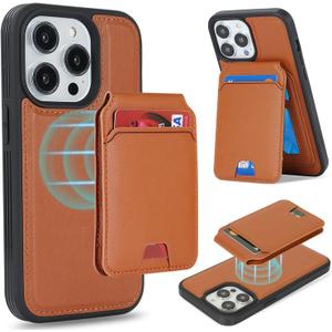 Case for iPhone 13 pro max & iPhone 12 Pro Max Case Wallet magsaf Compatible 2 in 1 Detachable Magnetic with Card Holder Back Cards Slot Leather Shockproof Stand Phone Cover Women Men-Brown