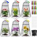 6 PCS 17.7"H X11.42"D Chicken Wire Plant Covers Protectors, Rustproof Heavy Duty Metal Plant Cage with Stakes & Labels, Modular Garden Cloches Design for Seedling Flower Vegetable Protect from Animals