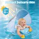 Baby Pool Float with UPF50+ Sun Protection Canopy, Inflatable Baby Float with Adjustable Safety Seat for Toddler from 3 to 12 Months, Baby Swim Float with Dual Air Chambers for Boys GirlsSmall, Blue