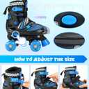 Sportneer Kids Roller Skates: 4 Size Adjustable Quad Skates with Light Up Wheels for 5-8, 8-12 Girls Boys Kids Toddlers Beginners, Birthday Gift with Protective Gear Set for Outdoor Indoor, S (30-33)