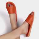 Sandals Women Men, Genuine Leather Slippers, House Slippers for Women Indoor Outdoor, Unisex Soft Flat Sandals (Orange)