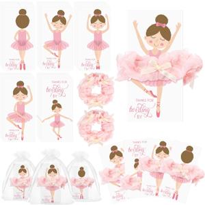 Yinkin 30 Sets Ballerina Party Favors for Girls Include Pink Lace Hair Ties Scrunchies with Bow Ballet Thank You Cards Dance Recital Gifts Ballerina Birthday Party Favors