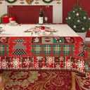 Christmas Rectangle Table Cloth,100% Waterproof Tablecloth,Christmas Decorations for Home, Vinyl Tablecloth Plastic Table Cover for PartyPicnic,Dining,Outdoor 54" x 84",Christmas Trees