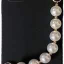 Designed for iPhone Case,Cute Silicone with Pearl Hand Bracelet Camera Lens Protection Shockproof Protective Cover Phone Case (Black,iPhone 14 Pro Max)