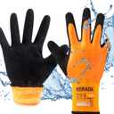 Kebada T1 Waterproof Winter Work Gloves for Men and Women,Insulated Work Gloves for Men Cold Weather,Warm Freezer Gloves XXL (Orange)