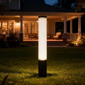 SkyGlow 32" Bollard Light, 120V Line Voltage Aluminum LED IP65 Waterproof Outdoor Modern Landscape Path Lights Hardwired Curb Appeal for Garden Lawn Patio Courtyard Driveway Pathway Lighting