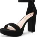 DREAM PAIRS Women's Platform Chunky High Heeled Sandals Open Toe Block Heels Ankle Strap Dress Shoes for Wedding Party Evening, Black, Size 6