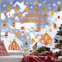 6 Sheets Cute Gingerbread Window Clings Christmas Window Clings for Glass Windows Electrostatic Gingerbread Stickers Sided Visible Design for Christmas Windows Decorations