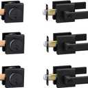 Exterior Door Lock Set with Deadbolt, Front Door Handle Set with Deadbolt, Door Levers Single Cylinder Deadbolt Set, Keyed Alike Heavy Duty Keyed Entry Handles Locksets,(Matte Black, 3 Pack)