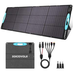 SOKIOVOLA 200W Portable Solar Panels for Power Station, IP68 Waterproof ETFE Foldable Solar Panel Kit 25% High Conversion Efficiency Solar Panel for Camping Outdoor RV Blackout