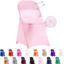 36 PCS Waterproof Stretch Spandex Folding Chair Covers, Dining Room Chair Slipcovers Protector for Wedding, Banquet, Party, Holidays, Celebration and DecorationPink