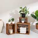 Set of 3 Nesting Wooden Storage Crates - Rustic Wooden Storage Crates for Display Brown Wood Container Boxes Wood Baskets for Farmhouse Flower Stand Display Rack for Shops or Exhibitions Home Decor (11")