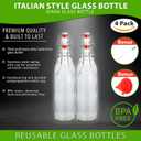 AYL Flip Top Glass Bottle [1 Liter / 33 fl. oz.] [Pack of 4] Swing Brewing Bottle with Stopper for Beverages, Oil, Vinegar, Kombucha, Water, Soda, Kefir Airtight Lid & Leak Proof Cap Clear