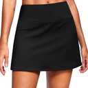 SANTINY 14" Skorts for Women with 2 Pockets High Waisted A Line Casual Pickleball Golf Skort Athletic Tennis Skirt (Black_S)