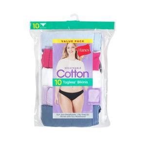 Hanes Women's Bikini Underwear Pack, Classic Cotton Bikini Panties, 10Pack, Multicolor, Size 6/M