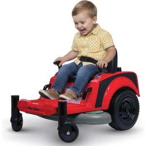 Kid Trax 12V Zero Turn Lawn Mower Jr. Ride on Toy - Riding Lawn Mower, Outdoor Toys, Kids Electric Car, Tractor Toy, Dual Handle, Twist and Turn, Speed to 2.5 MPH, Max Weight of 66lbs, Age 2-5, Red, Junior