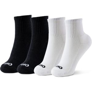 Kamo Fitness Daily 4-Pack Women's Ankle Socks, Athletic Half Crew, Cotton Mid-Calf, Cushioned Sole, Seamless Toe, Size 5-9