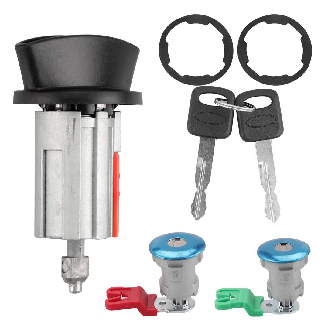 Door Lock Cylinders Ignition Switch with Keys Compatible with Ford F150 F250 F350 Super Duty Excursion Explorer Expedition Replace#: LC6177, DL5886, 597638 (No chip)