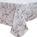 Walrus Heavy Duty Vinyl Tablecloth with Flannel Backing Waterproof Oil-Proof Plastic Table Cloth Stain-Resistant Wipeable Rectangle or Square Table Cover for Indoor and Outdoor (Marble, 54X54 Inch)