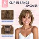 TESS Clip in Bangs Real Human Hair 360 3D Cover Clip on Bangs for Women Daily Wear Natural Look 10 Inch Wispy, Medium Brown
