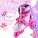 Kids Roller Skates for Beginners - ZOOBLISS Toddler Roller Skates for Girls Ages 3-7 with Light-Up Wheels & 4 Adjustable Sizes, Tri-Wheel Training Skates for Kids (Butterfly Pink), Size 28,27,26,25