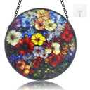 Colorful Floral Stained Suncatcher, Window Hanging Decor Gift