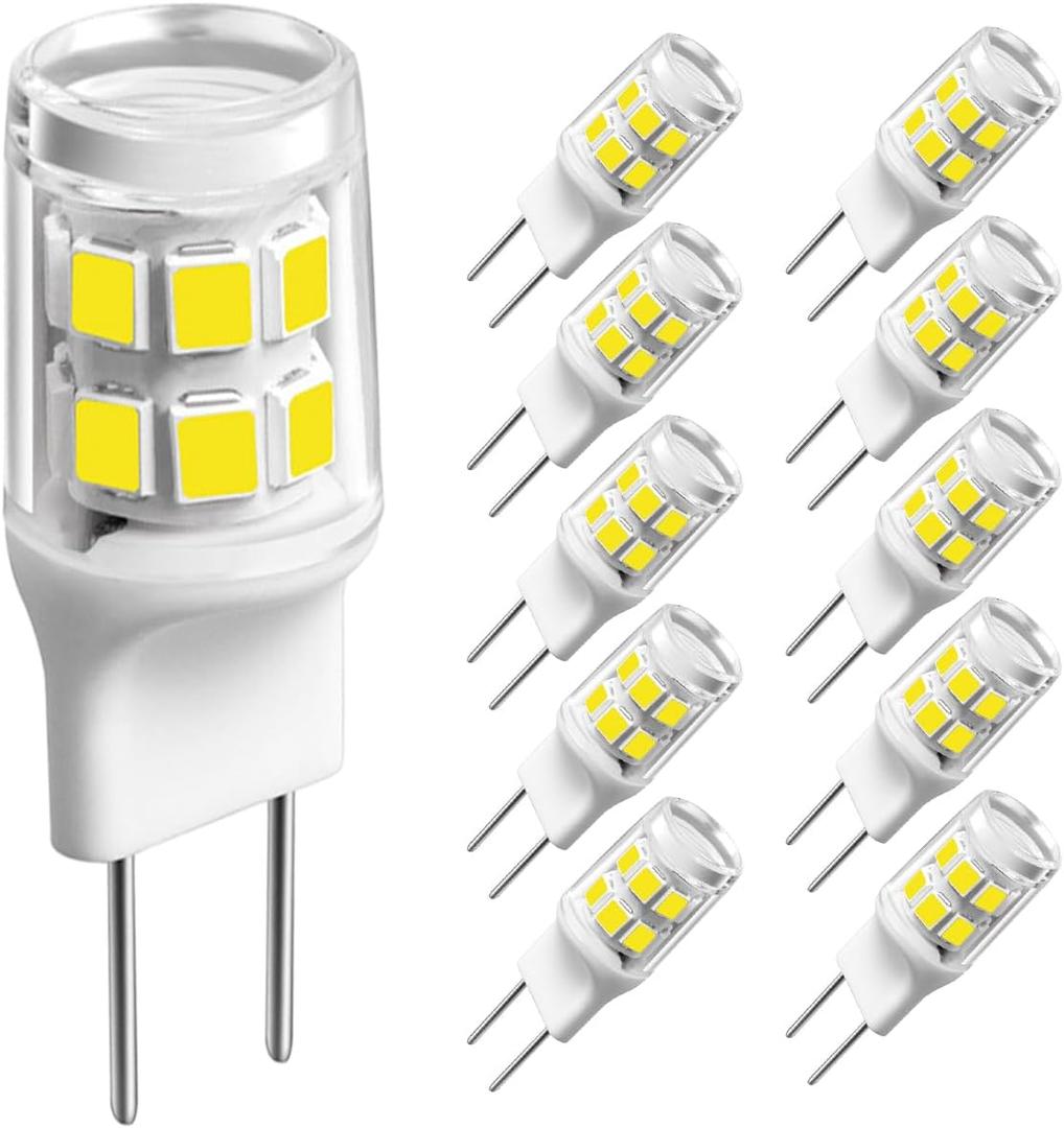 [Pack of 5] G8 Led Bulb3W (20W-25W Halogen Equivalent),G8 GY8.6 Bi-Pin Base, for Under Counter Kitchen Lighting, Under-Cabinet Light, Puck Light Daylight White 6000K10pack