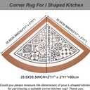 Corner Rug, L Shaped Kitchen Mat, Non Slip Corner Kitchen Rugs Washable, 4mm Thickness Rubber Kitchen Mats for Floor, Water Absorbent, Easy to Clean, FLORALTILE-35.5X35.5INCH(Half Circle)