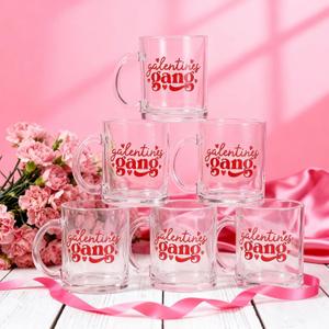 Maxcheck 6 Pack 12 oz Galentines Gang Coffee Mugs Red Pink Glasses Cups Love Drinking Glasses for Valentines Day Party Supplies Gifts