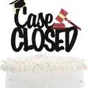 Case Closed Lawyer Graduation Cake Topper - Grad 2025Black Glitter Scales of Justice Cake Topper - Congrats Law School Master Graduate Party Decoration