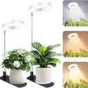 LBW Grow Light for Indoor Plants, Height Adjustable Plant Grow Lamp with Auto On/Off Timer 6/8/12/16H, 3 Colors,5 Dimmable Brightness, for Small Plants, White, 2 Packs