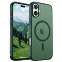 SUPFINE Magnetic for iPhone 16 Case (Compatible with MagSafe) (Military Grade Drop Protection) Slim Translucent Matte Shockproof with Anti-Fingerprint Phone Case,Forest Green