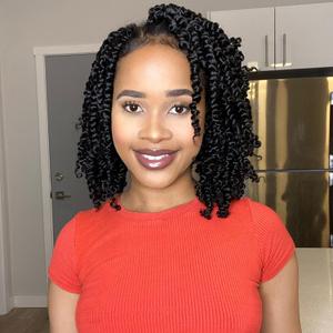 Fulcrum Passion Twist Hair 10 Inch, 8 Packs Passion Twist Crochet Hair for Black Women, Prelooped Crochet Twist Hair with Curly Ends (10Inch, 1B#)