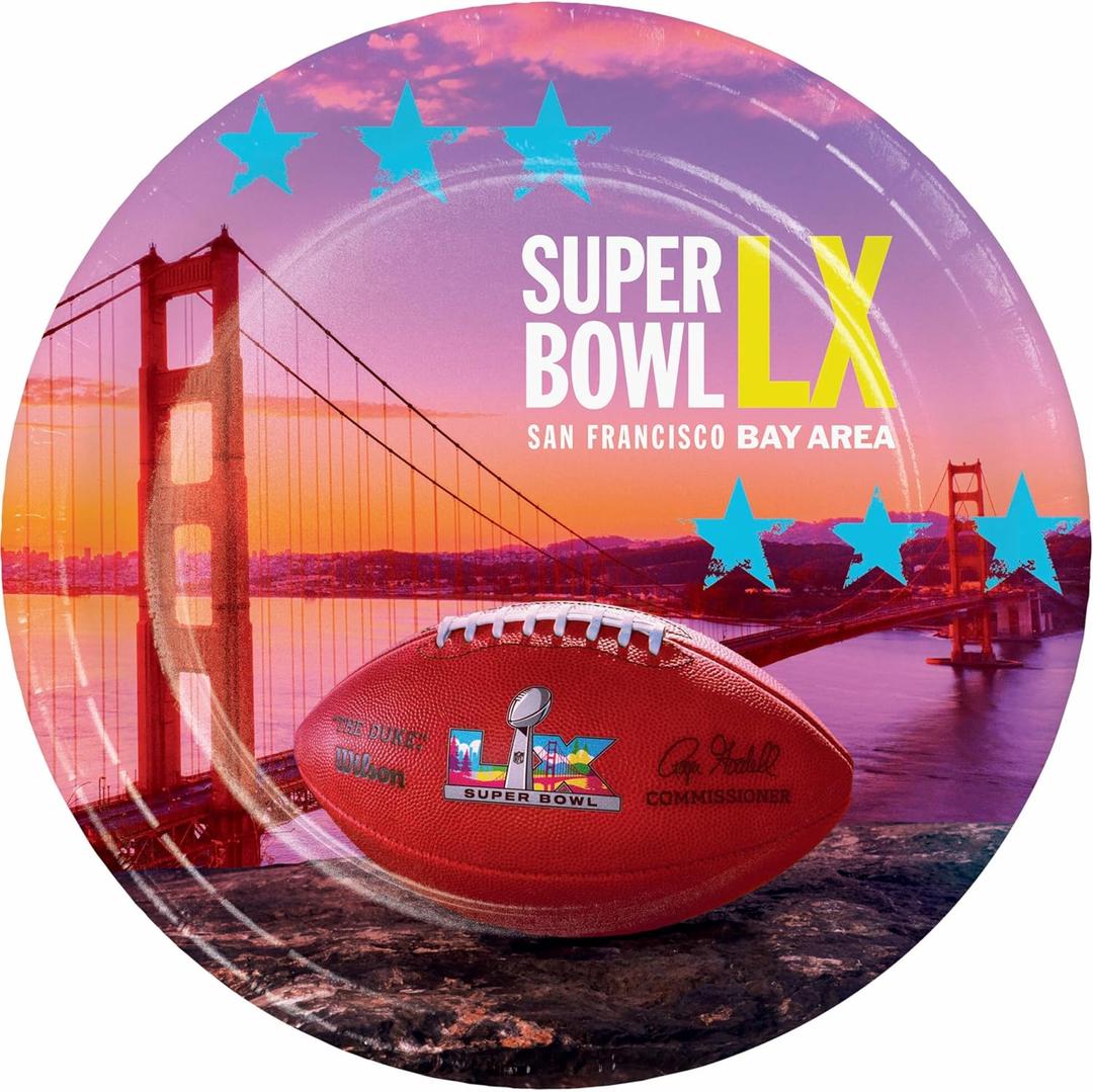 Trendware NFL Super Bowl LX 2026 Football Dinner Paper Plates, 48 ct.