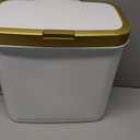 Procade Bathroom Trash Can with Lid, Plastic Garbage Can with Legs, 4 Gallon Gold Trash Bin with Push Button, Narrow White Trash Can Waste Basket for Bedroom, Living Room,OfficeDog Proof Trash Bin