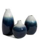 Barnyard Designs Ceramic Stoneware Vase Set, Farmhouse Ceramic Vases Home Decor, Pottery Decorative Neutral Home Decor for Shelves, Blue Ombre, Set of 3, 6.25"/4.5"/4"