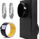 Periscope Dryer Vent Kit 0-5" Adjustable Dryer Vent for Tight Space - BLACK with 2 Clamps & Foil Tape